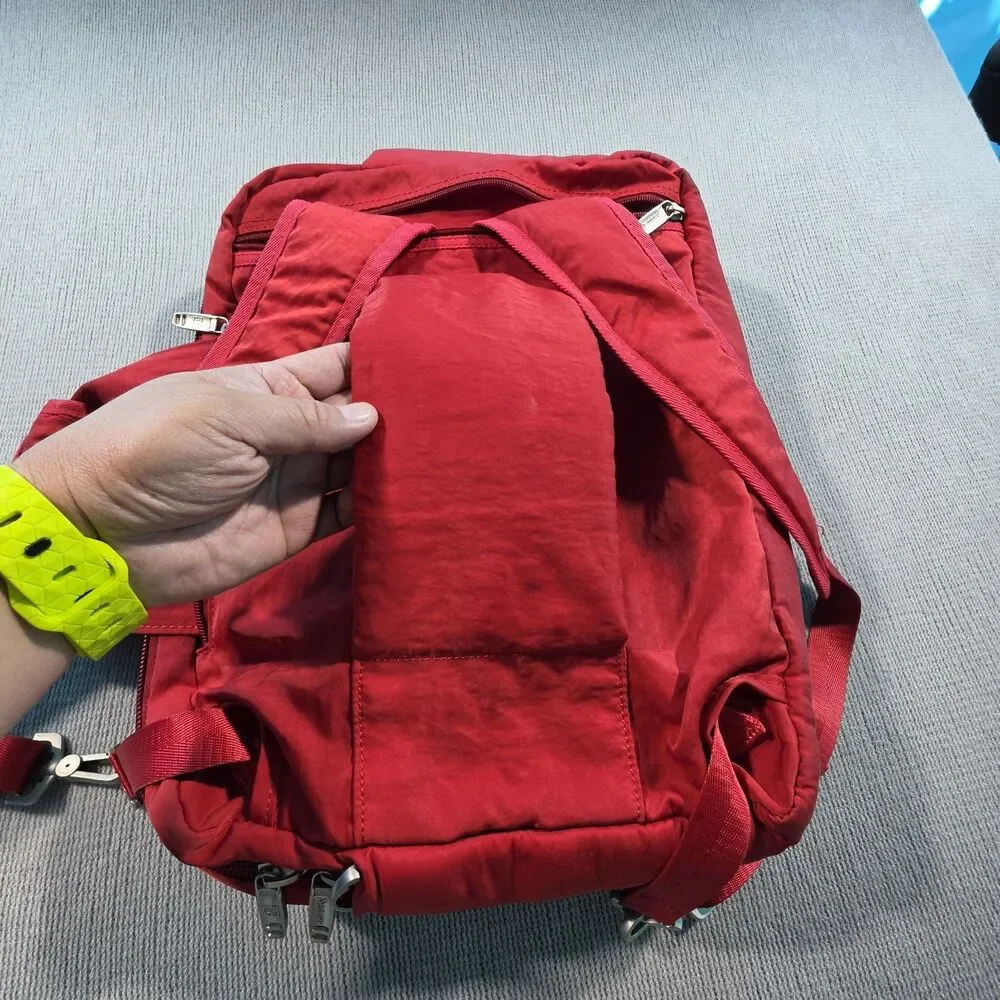 Sentoza Red Nylon Backpack for 15 in Laptop, Padded, Partitions, Solid Pattern